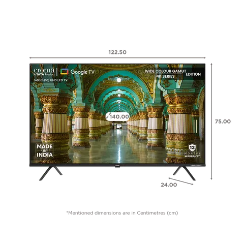 Croma 140 cm (55 inch) LED 4K UHD WCG-QLED Google TV with Dolby Vision