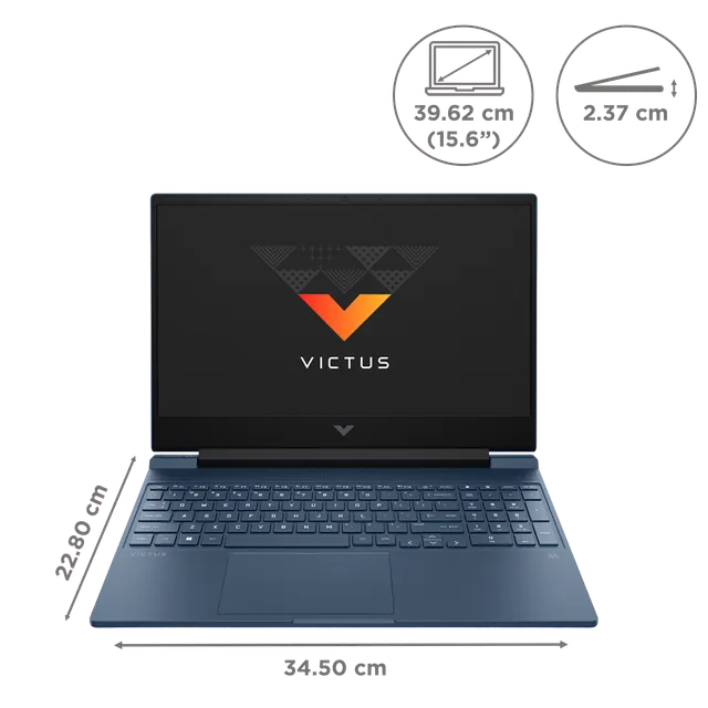 HP Victus 15-FA1310TX Intel Core i5 12th Gen Gaming Laptop (8GB, 512GB SSD, Windows 11, 4GB Graphics, 15.6 inch 144 Hz Full HD Display, NVIDIA GeForce RTX 2050, Performance Blue, 2.37 KG)