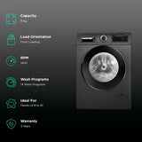 Bosch 9 kg Fully Automatic Front Load Washing Machine (WGA244ZTIN, Black Grey)