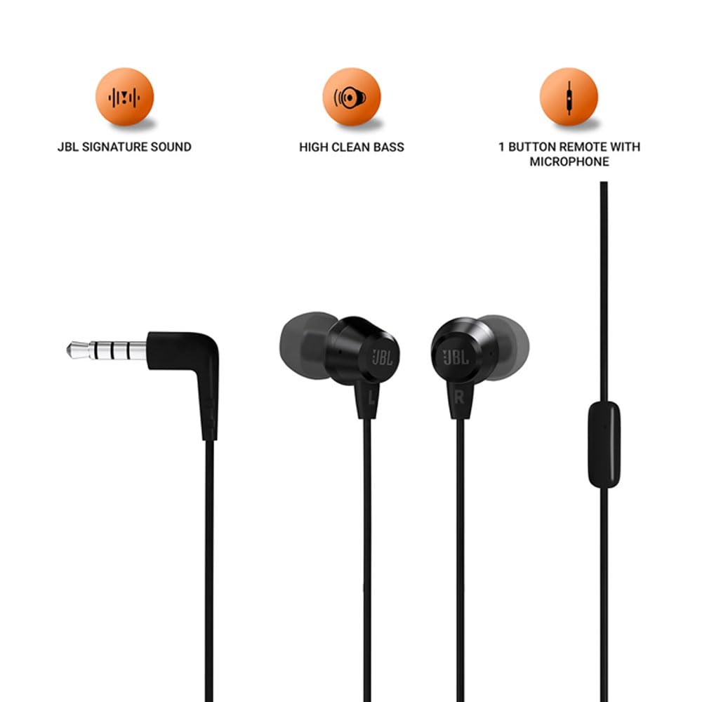 JBL T50HI Black Wired Earphones