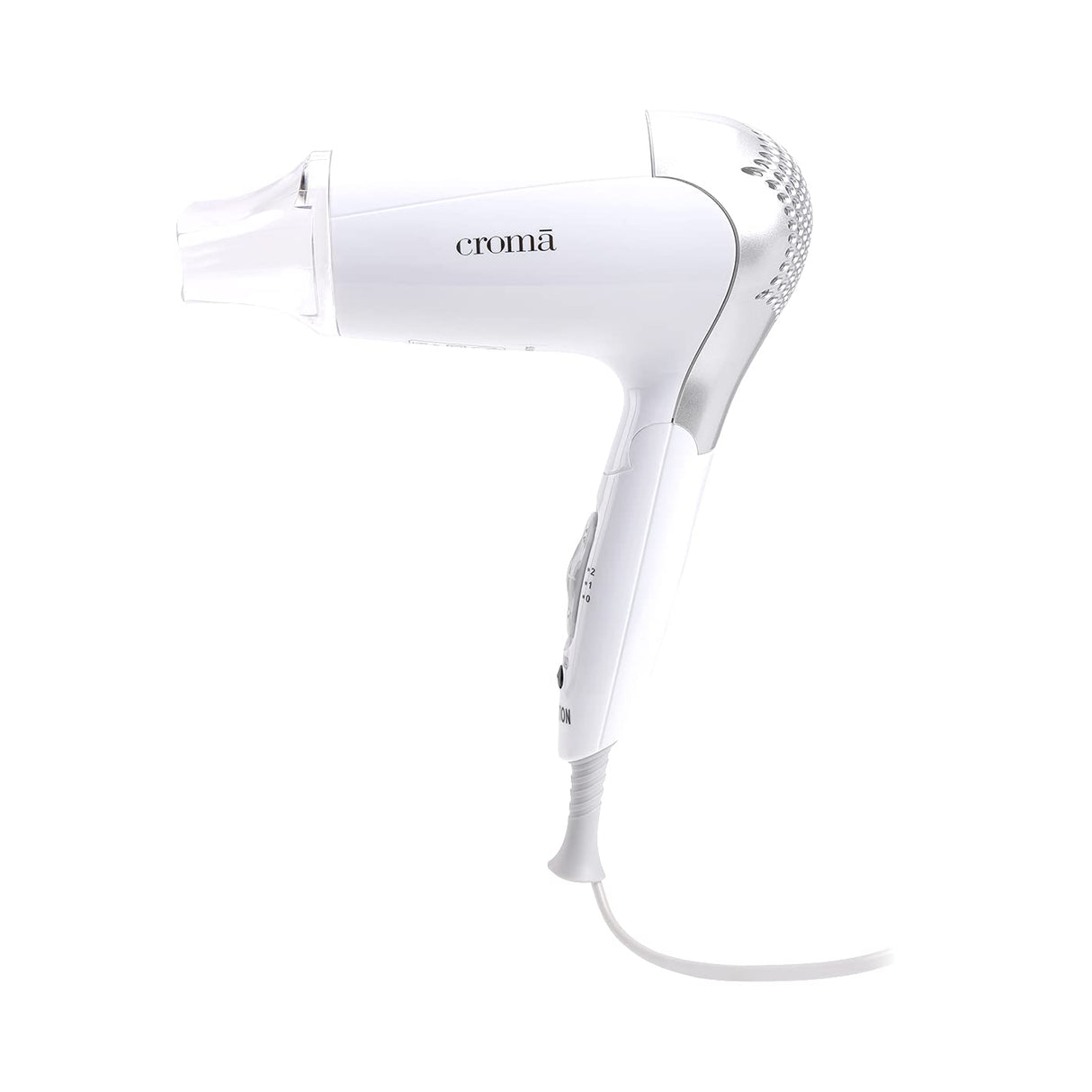 Croma 1200W Dual Voltage, Foldable Hair Dryer with 2 speed Settings (CRAH4056, Grey & White)