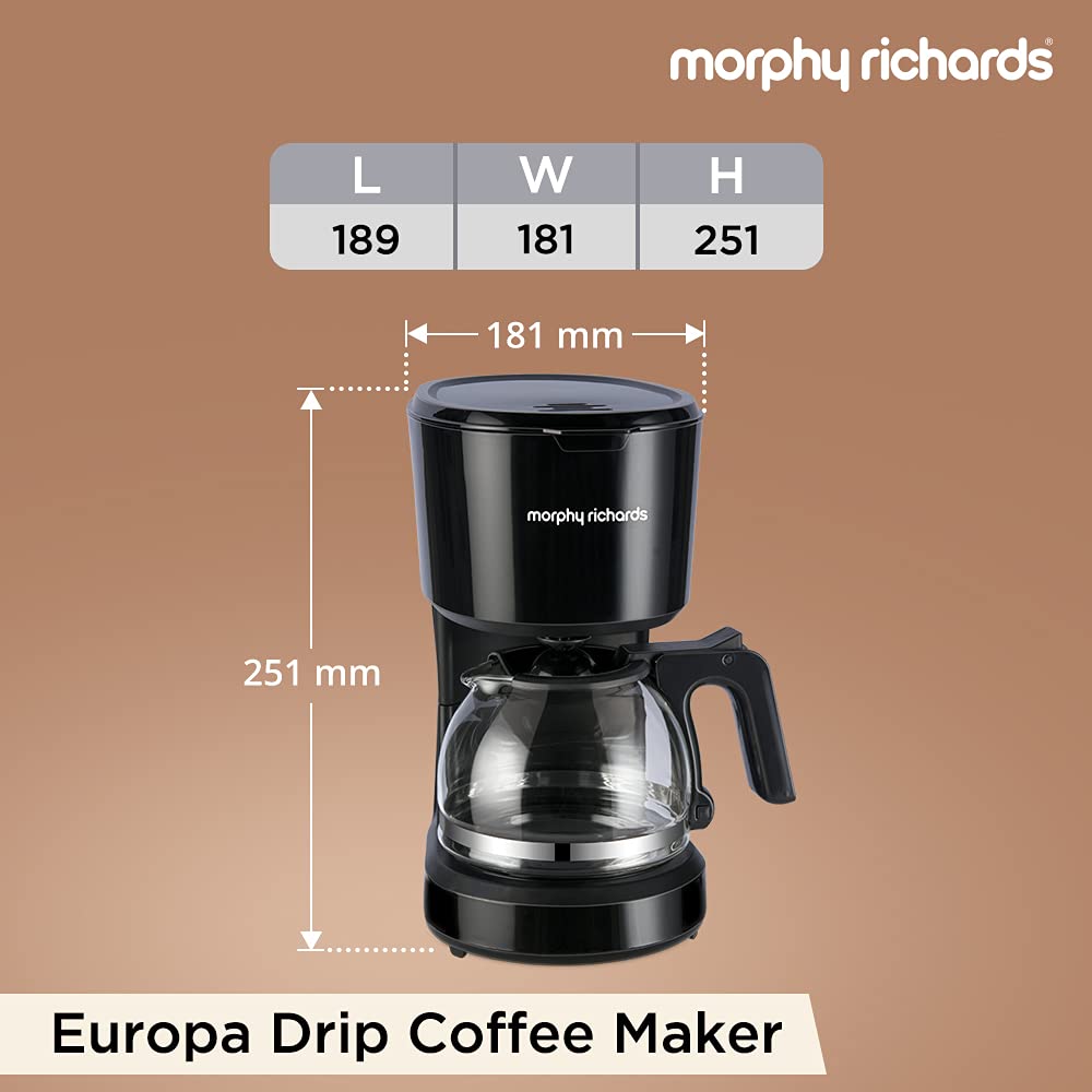 Morphy Richards Europa Drip Espresso Coffee Machine For Home|600W Drip Coffee Maker|Anti-Drip Function|Dry Heat Protection|