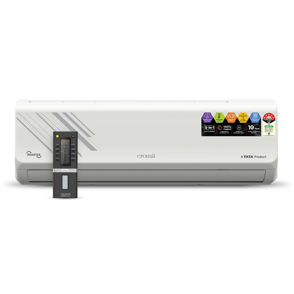 Croma 1.5 Ton 5 Star Inverter Split AC (Model: CRLA018INF255305)