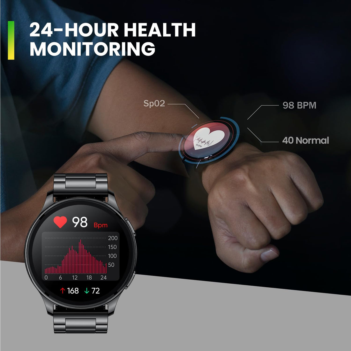 Amazfit Pop 3R Smart Watch, 1.43" AMOLED Display, Bluetooth Calling, SpO2, 12-Day Battery Life, AI Voice Assistance, 100 Sports Modes, 24H HR Monitor, Music Control (Metallic Sliver)