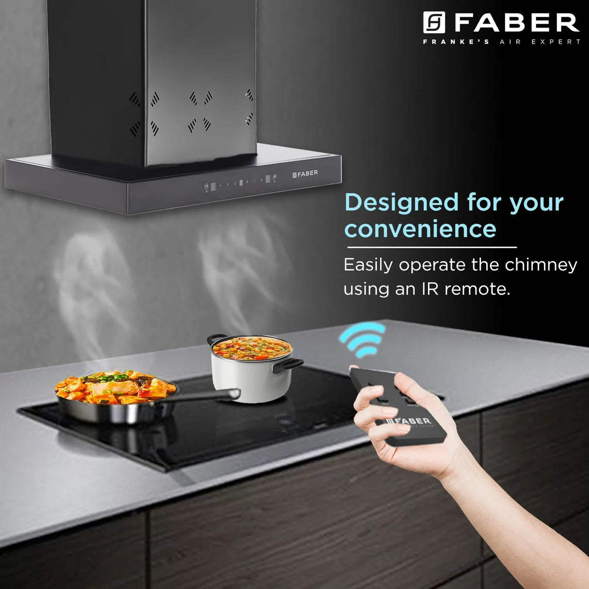 FABER Hood Cygnus IN 3D HC SC FL BK 60cm 1350m3/hr Ducted Auto Clean Wall Mounted Chimney with Odor Sensor (Black)