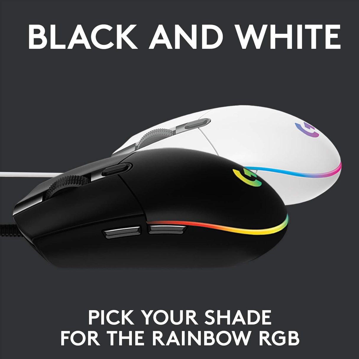 Logitech G102 USB Light Sync Gaming Mouse with Customizable RGB Lighting, 6 Programmable Buttons, Gaming Grade Sensor, 8K DPI Tracking, 16.8mn Color, Light Weight - Black