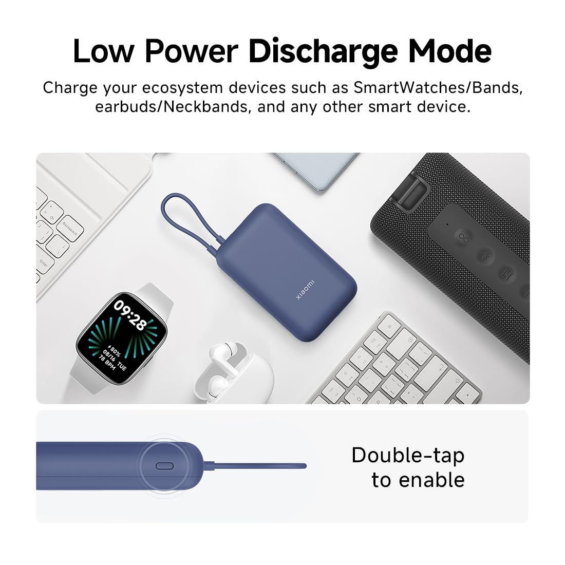 Xiaomi Pocket Power Bank 10000mAh 22.5W Fast Charging with Built-in Cable (Blue)