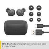 Jabra Elite 3 Bluetooth Truly Wireless In Ear Earbuds with Mic Noise Isolating with 4 Built-in for Clear Calls, Rich Bass, Customizable Sound, Mono Mode - Dark Grey