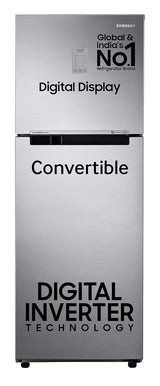 Samsung 236 L, 3 Star, Convertible, Digital Inverter with Display Frost Free Double Door Refrigerator (RT28C3733S8/HL, Silver, Elegant Inox, 2024 Model)