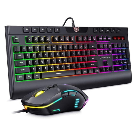 ONIKUMA G21 Plus Wired Gaming Keyboard & Mouse Combo (6400 DPI Adjustable, Waterproof Splash Design, Black)