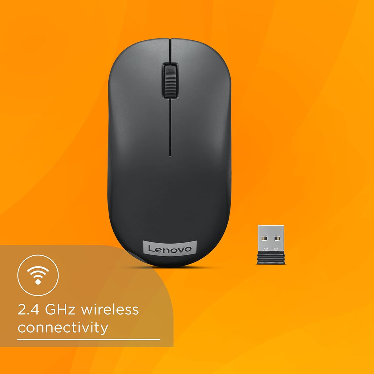 Lenovo 130 Wireless Compact Mouse, 1K DPI Optical sensor, 2.4GHz Wireless NanoUSB, 10m range, 3button(left,right,scroll) upto 3M left/right clicks, 10 month battery, Ambidextrous, Ergonomic