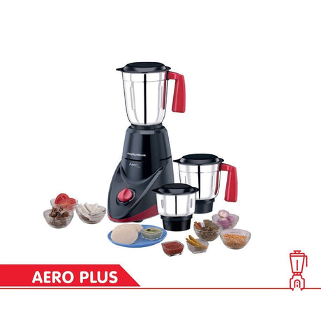 Morphy Richards Aero Plus 500-Watt Mixer Grinder with 3 Jars (Black/Wine)