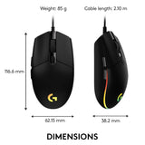 Logitech G102 USB Light Sync Gaming Mouse with Customizable RGB Lighting, 6 Programmable Buttons, Gaming Grade Sensor, 8K DPI Tracking, 16.8mn Color, Light Weight - Black