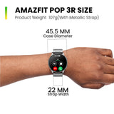 Amazfit Pop 3R Smart Watch, 1.43" AMOLED Display, Bluetooth Calling, SpO2, 12-Day Battery Life, AI Voice Assistance, 100 Sports Modes, 24H HR Monitor, Music Control (Metallic Sliver)