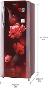 LG 270 Litres 3 Star Direct Cool Single Door Refrigerator (Model: GL-B281BSCX, Scarlet Charm)