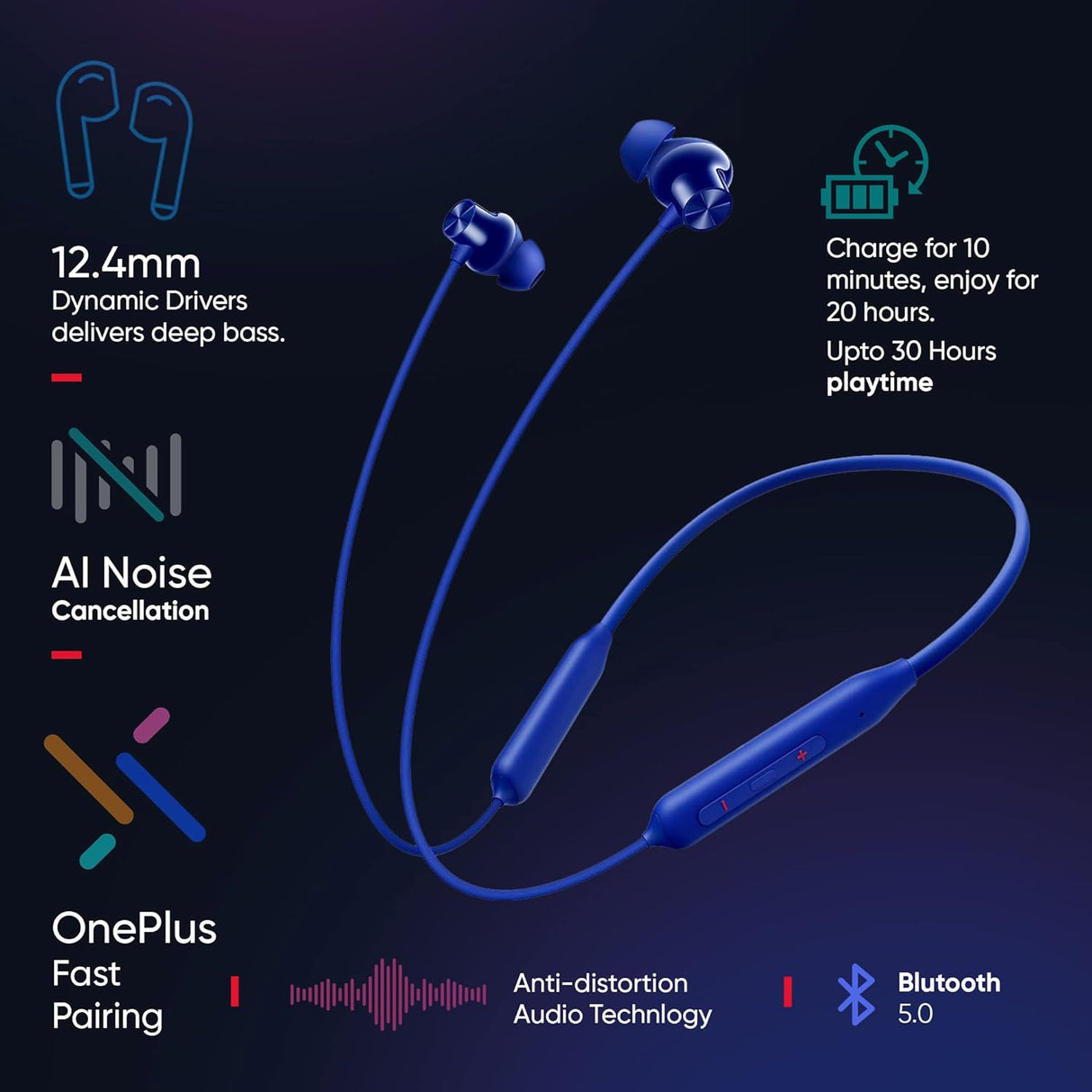 OnePlus Bullets Wireless Z2 (Blue)