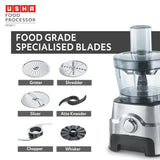 Usha FP 3811 Food Processor 1000 Watts Copper Motor with 13 Accessories(Premium SS Finish), Black and Steel