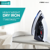 Croma 1000 W Dry Iron with Weilburger Dual Soleplate Coating (CRSHAH701SIRHW, Black)