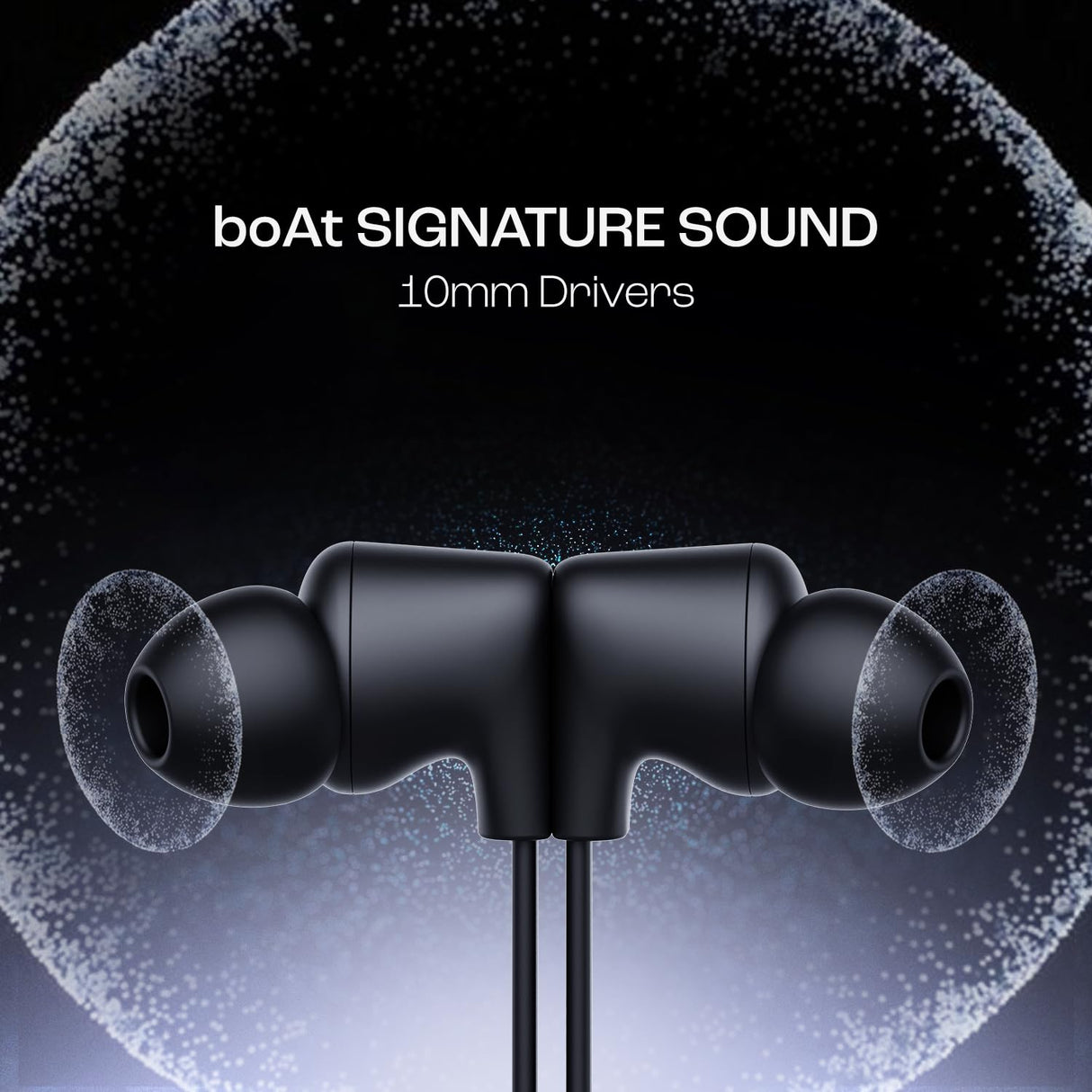 boAt Rockerz Trinity in Ear Earphones with 150H Playtime, Crystal Bionic Sound Powered by HiFi, Signature Sound, Beast™ Mode, ENx™ Tech, ASAP™ Charge,IPX5,Dual Pairing(Cosmic Black)