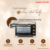 Morphy Richards 30Rcss Otg Oven For Kitchen|30 Litre Oven Toaster Griller|Convection Fan&Rotisserie Function|Stainless Steel Oven|Temperature Control|2-Yr Warranty By Brand|Gold&Black,1600 Watts