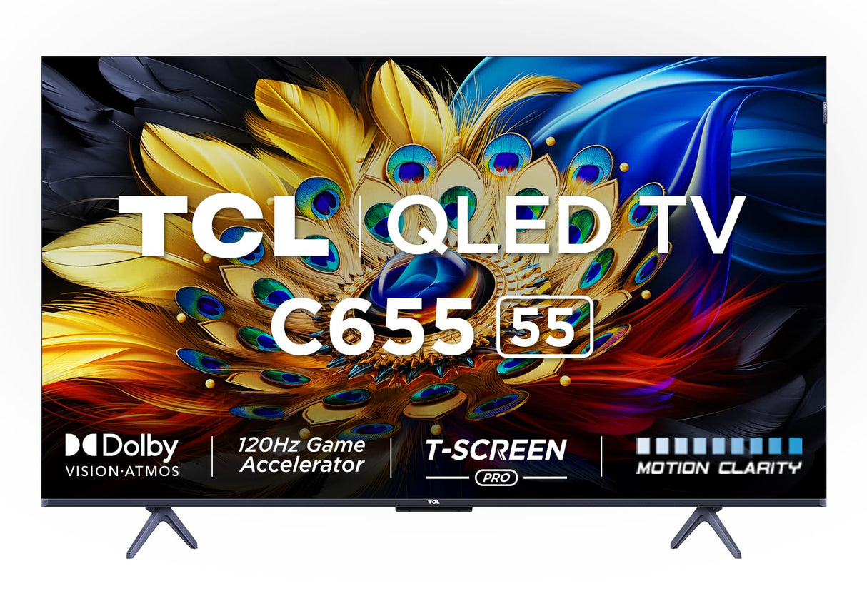 TCL 139 cm (55 inches) 4K Ultra HD Smart QLED Google TV 55C655 (Black)