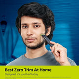 Philips One Blade Face Hybrid Trimmer & Shaver for Men| Best Zero Trim For Face| No Skin Irritation as Blade Never Touches Skin| Dual Protection Technology| Designed for GenZ|2year Warranty,QP1424/10