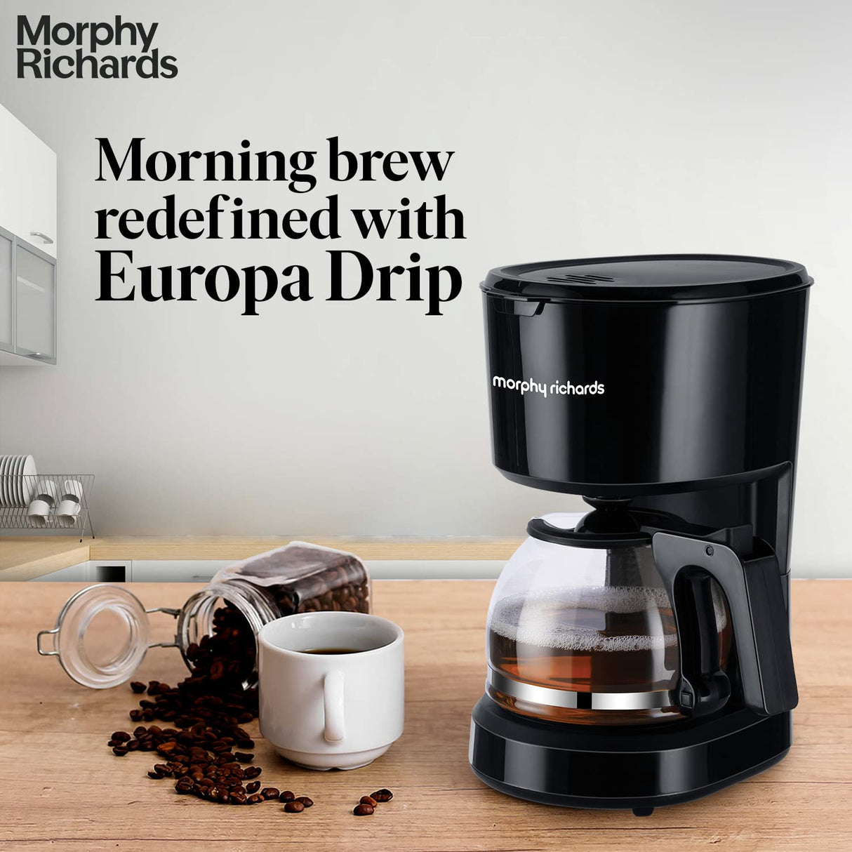 Morphy Richards Europa Drip Espresso Coffee Machine For Home|600W Drip Coffee Maker|Anti-Drip Function|Dry Heat Protection|