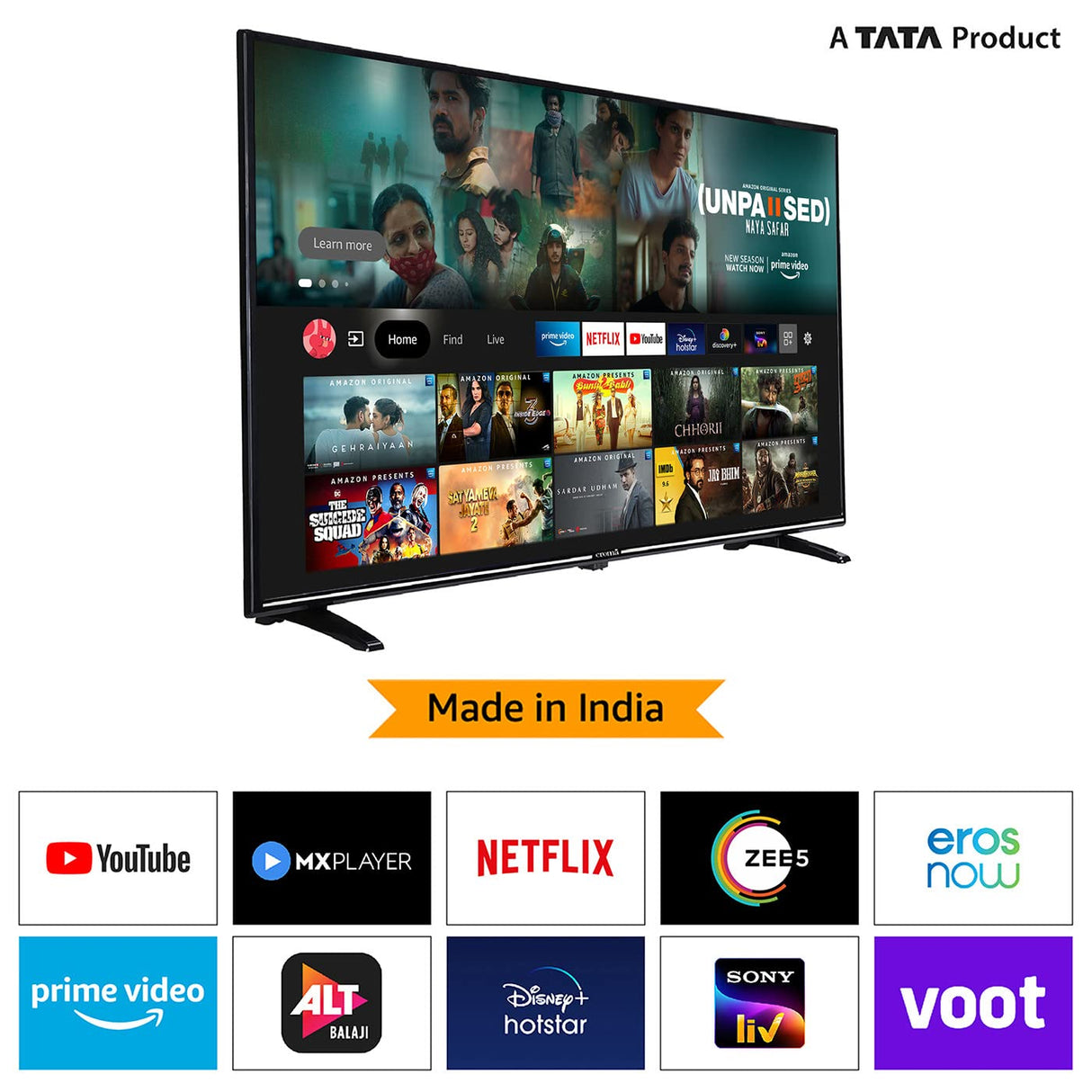 Croma 109 cm (43 inches) Fire TV 4K Ultra HD Smart LED TV (CREL7366, Black)