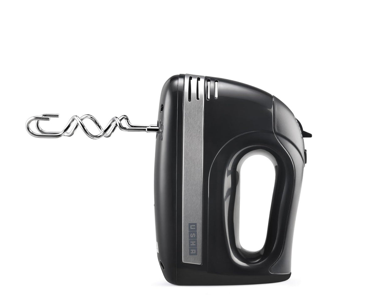 Usha 3732 300 W Hand Mixer with 2 Hooks|2 years warranty,Longer cord for flexible usage,Copper motor for longer life,Accessories Beater and Kneader, Storage box (Black)