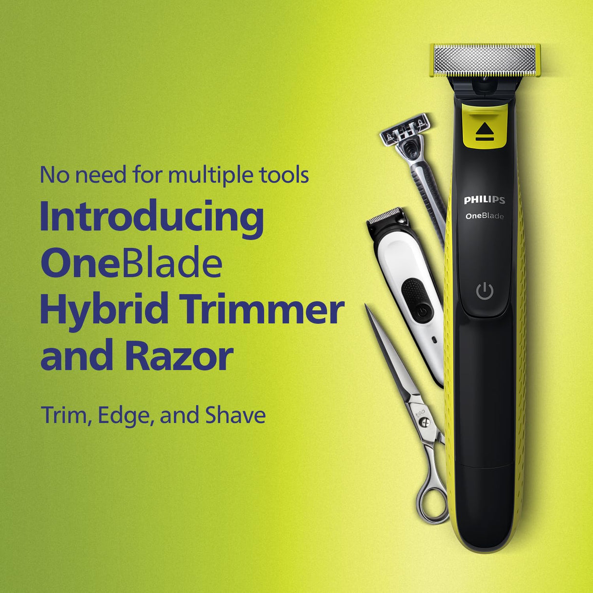 Philips OneBlade Hybrid Trimmer & Shaver | Zero Trim in One Stroke | 2x Powerful Motor | No Skin Irritation as Blade Never Touches Skin| Dual Protection Technology | Designed for Alpha Men | QP2724/10