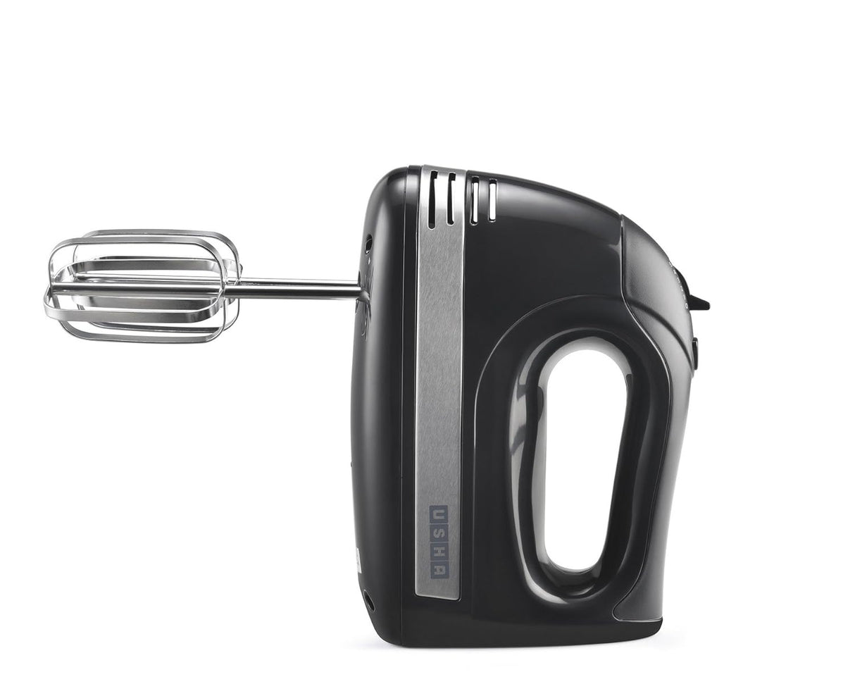 Usha 3732 300 W Hand Mixer with 2 Hooks|2 years warranty,Longer cord for flexible usage,Copper motor for longer life,Accessories Beater and Kneader, Storage box (Black)