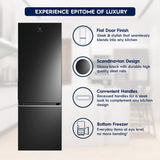 Electrolux 335L Frost Free Double Door Bottom Mount Refrigerator (EBB3702K-H, Glossy Black Steel)