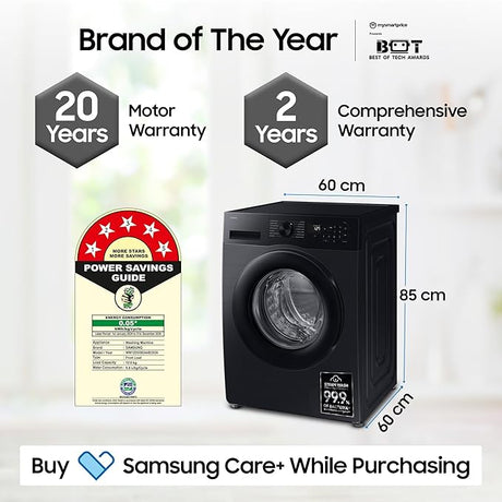 Samsung 12 kg, 5 Star, Super Speed, Wi-Fi, Hygiene Steam with Inbuilt Heater, Digital Inverter, Fully-Automatic Front Load Washing Machine (WW12DG5B24ABTL, Black)