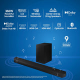 Samsung Q-Symphony Soundbar (HW-Q600C/XL), USB, Bluetooth with 3.1.2 Channel, Wireless Subwoofer, and 2 Up-Firing Speakers, Dolby Atmos Music (Black)