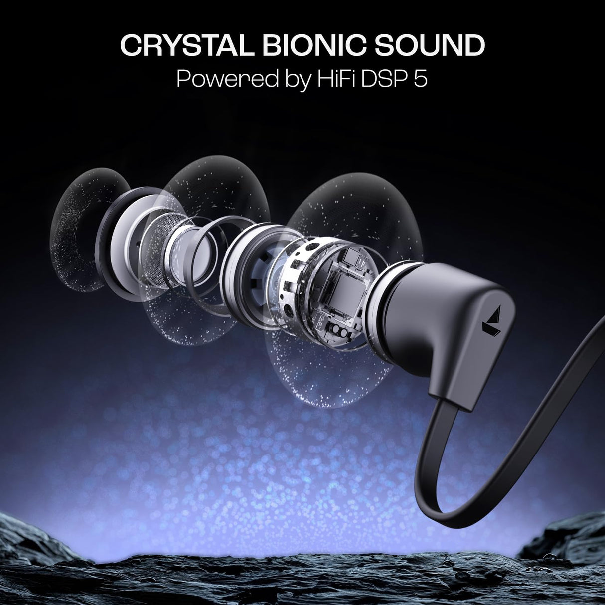 boAt Rockerz Trinity in Ear Earphones with 150H Playtime, Crystal Bionic Sound Powered by HiFi, Signature Sound, Beast™ Mode, ENx™ Tech, ASAP™ Charge,IPX5,Dual Pairing(Cosmic Black)