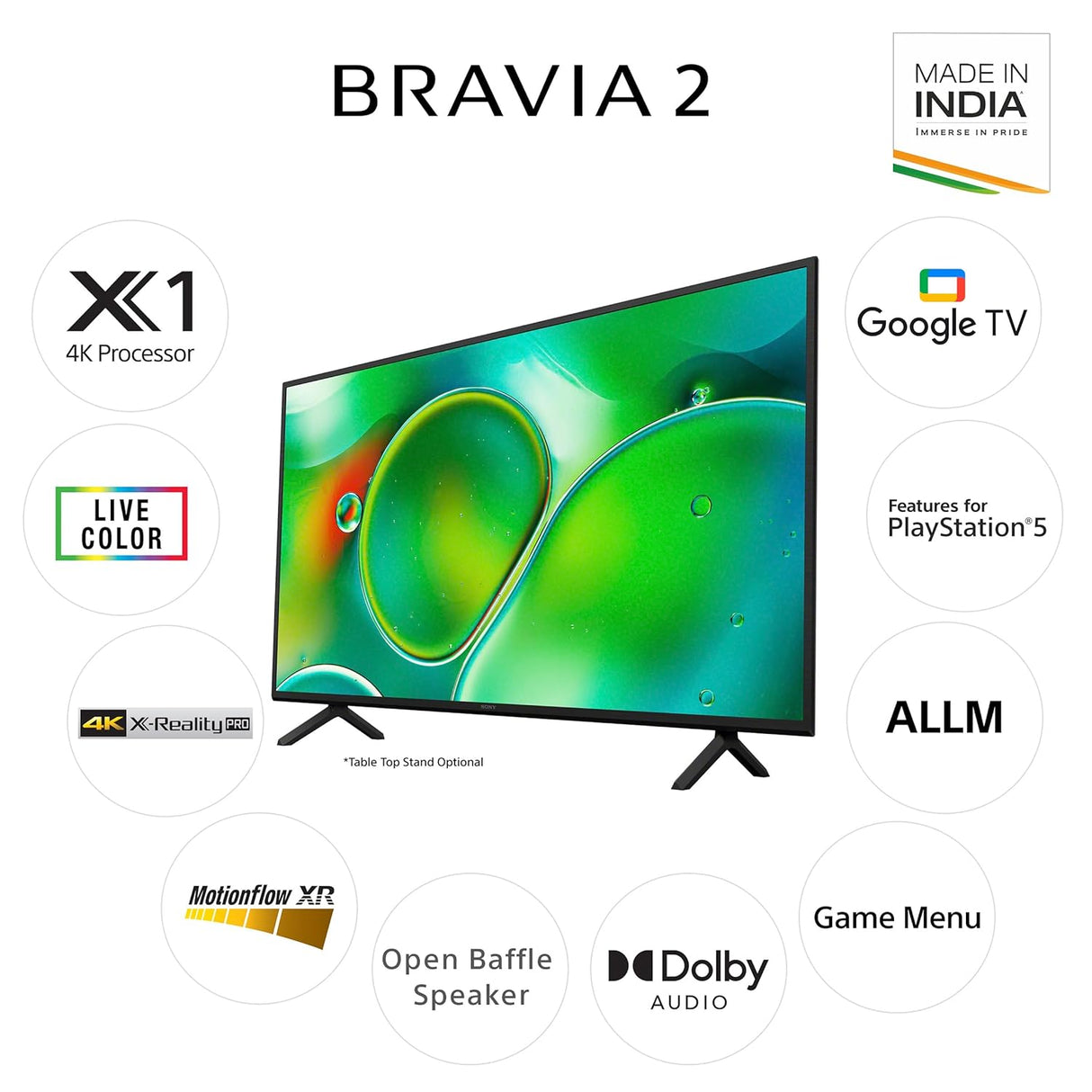 Sony 164 cm (65 inches) BRAVIA 2 4K Ultra HD Smart LED Google TV K-65S25 (Black)