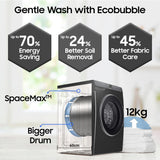 Samsung 12 kg, 5 Star, AI Control, Super Speed, Wi-Fi, Hygiene Steam with Inbuilt Heater, Digital Inverter, Fully-Automatic Front Load Washing Machine (WW12DG6B24ABTL, Black)