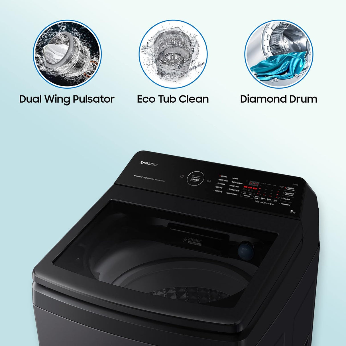 Samsung 9 kg Top Load Washing Machine (Model: WA90BG4546BVTL, Black Caviar)