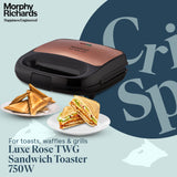 Morphy Richards 3 IN 1 750 Watt Sandwich Maker With changable Plate/Multi Grill/Luxe Rose TWG (Toast Waffle Grill)