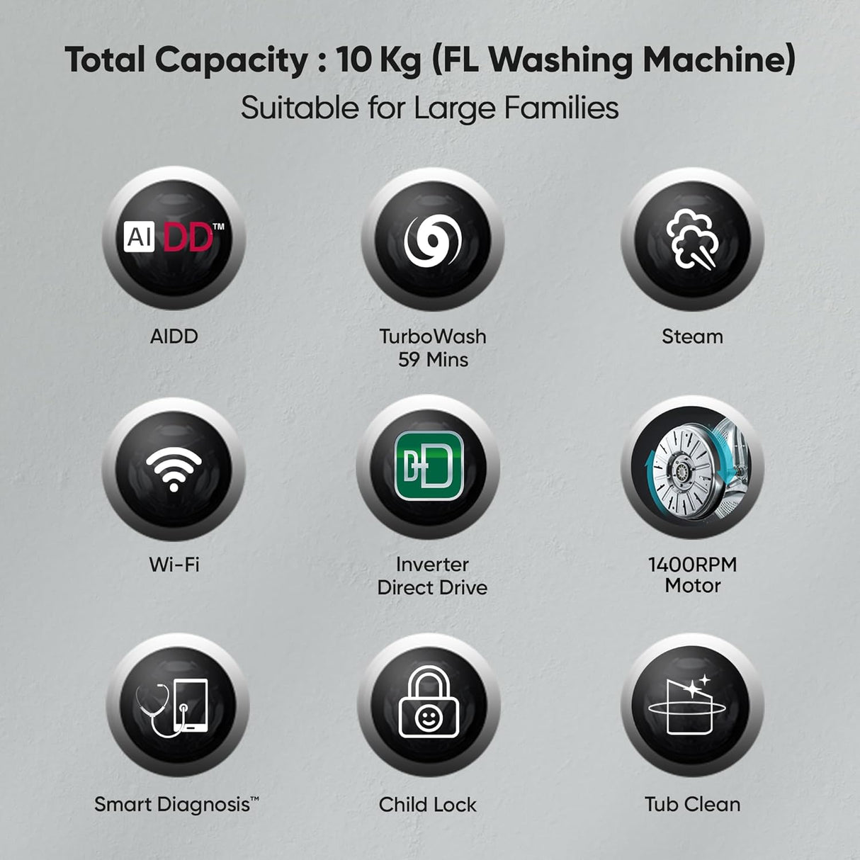 LG 10 kg 5 Star Fully Automatic Front Load Washing Machine