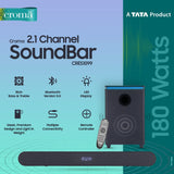 Croma 2.1 Channel Sound bar with wireless Subwoofer for Deep Bass (180W True RMS Sound Output) with multiple connectivities HDMI ARC, SD card slot, Bluetooth 5.0