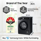 Samsung 12 kg, 5 Star, AI Control, Super Speed, Wi-Fi, Hygiene Steam with Inbuilt Heater, Digital Inverter, Fully-Automatic Front Load Washing Machine (WW12DG6B24ABTL, Black)