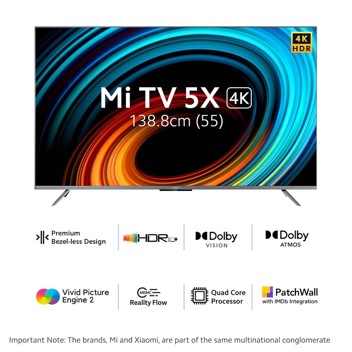 Mi 138.8 cm (55 inches) 5X Series 4K LED Smart Android TV with Dolby Vision & 40W Dolby Atmos (Grey)