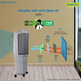 Symphony Winter 80 XL i+ Powerful Desert Air Cooler 80-litres with Remote, +Air Fan, 4-Side Honeycomb Pads, Whisper-Quiet Performance (Grey)