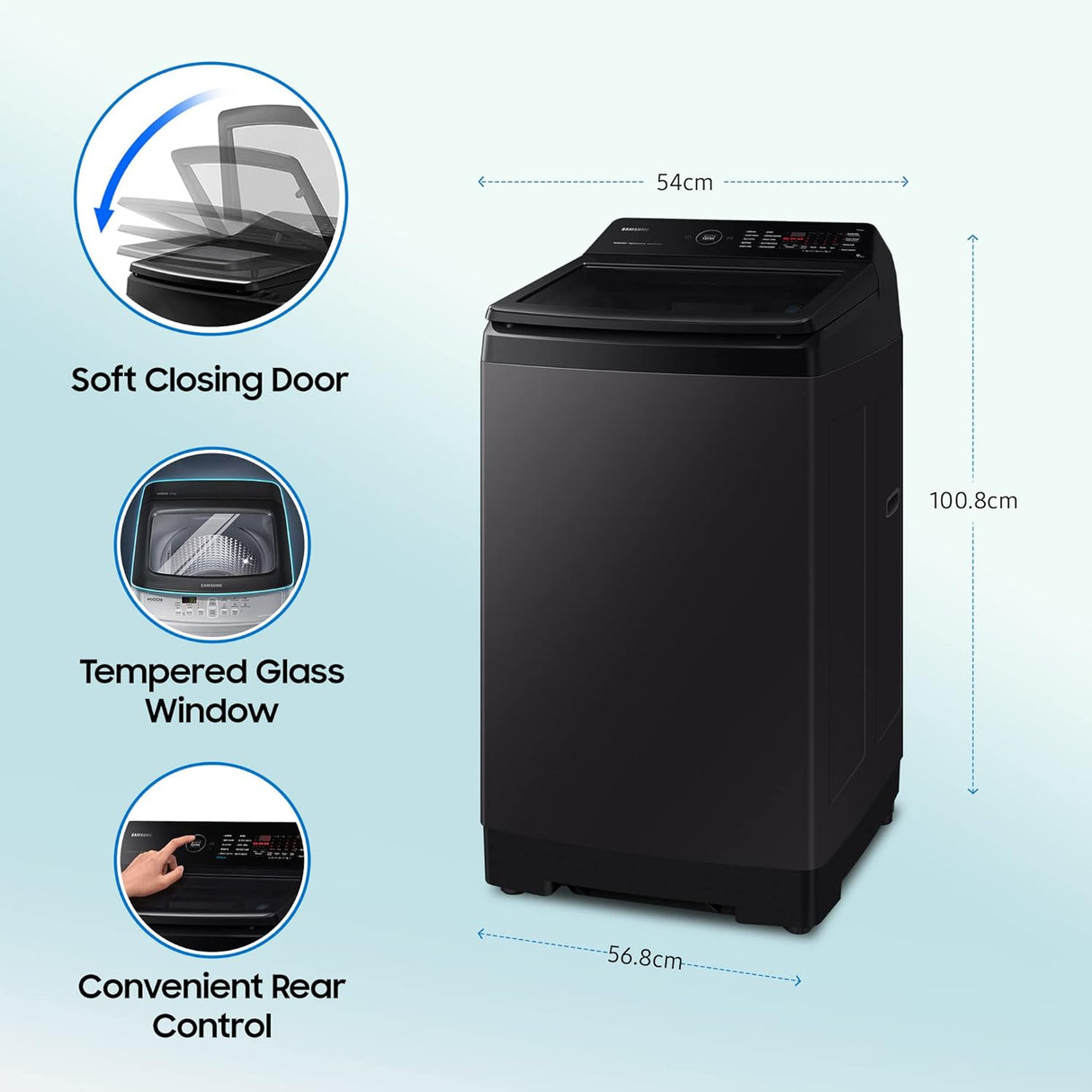 Samsung 9 kg Top Load Washing Machine (Model: WA90BG4546BVTL, Black Caviar)