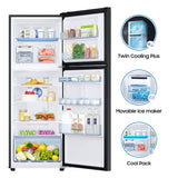 Samsung 301L 3 Star Convertible 5 In 1 Digital Inverter Frost-Free Double Door Refrigerator (RT34C4523BX/HL, Luxe Black)