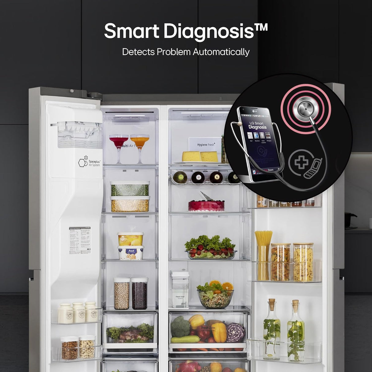 LG 630 Litres 3 Star Frost Free Side by Side Door Smart Wifi Enabled Refrigerator with Multi Air Flow (GL-L257CPZ3, Shiny Steel)