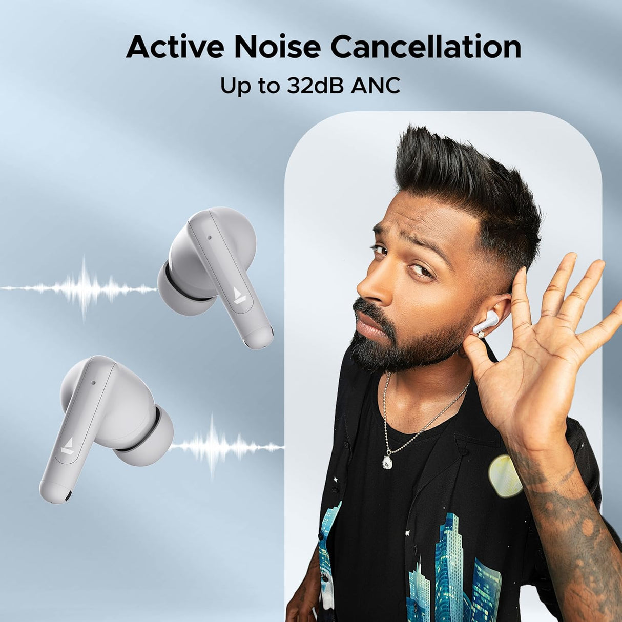 boAt Airdopes Unity ANC TWS in Ear Earbuds with Up to 50 Hours Total Playback, ANC Upto 32 dB, Dual Mics with ENx Tech, IPX5 Rating, IWP Tech and ASAP Charge(Grey) & (Black)