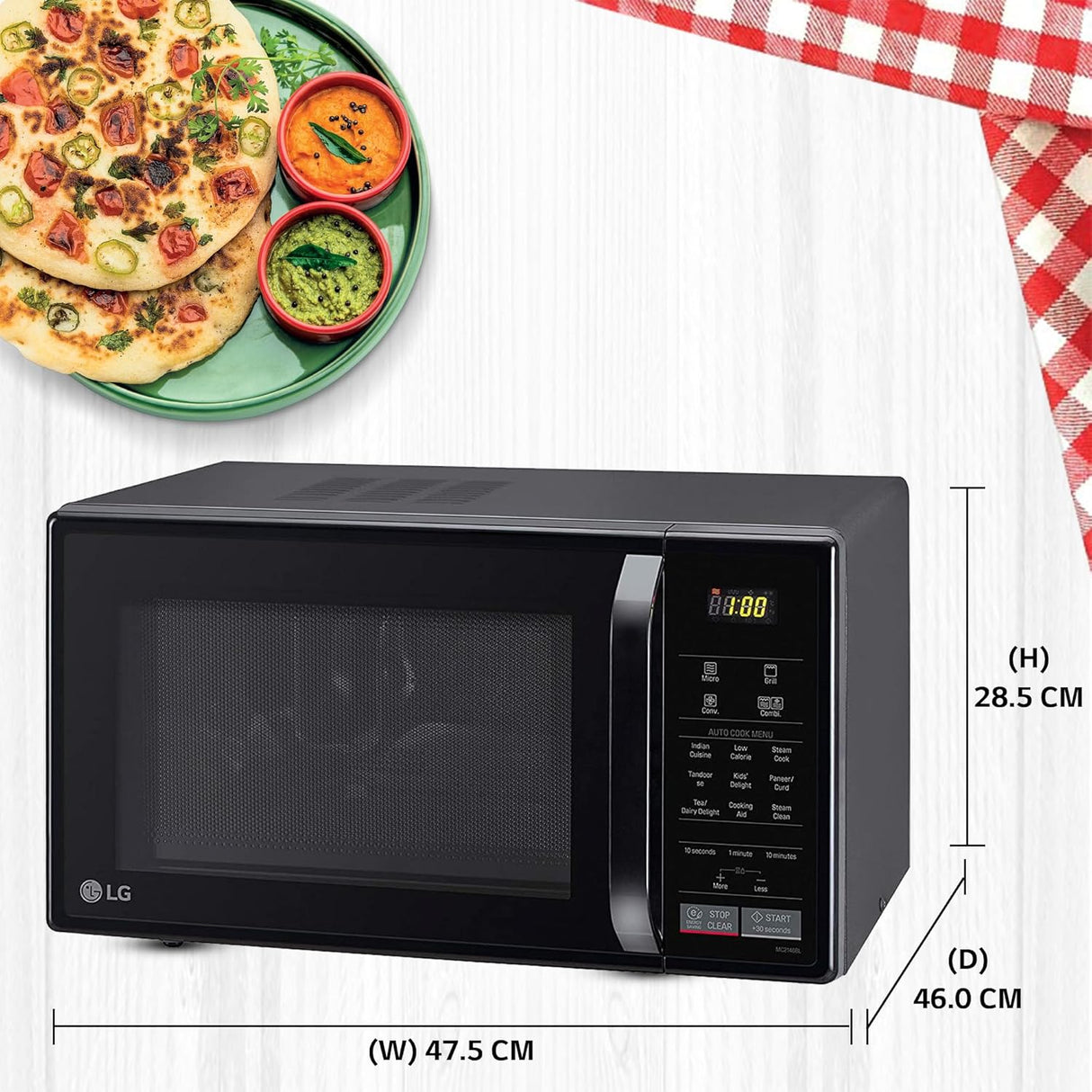 LG 21 L All In One Convection Microwave Oven (MC2146BL, Black)