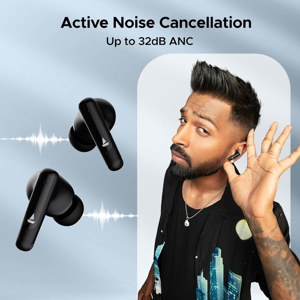 boAt Airdopes Unity ANC TWS in Ear Earbuds with Up to 50 Hours Total Playback, ANC Upto 32 dB, Dual Mics with ENx Tech, IPX5 Rating, IWP Tech and ASAP Charge(Grey) & (Black)